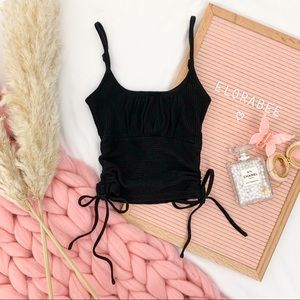 🌸5 for $20🌸 Black Side Tie Ruched Tank